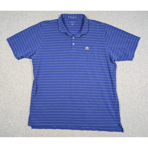 B Draddy Men Shirt XXL Polo Striped Golf Performance Stretch Pima Cotton‎ - Picture 2 of 15